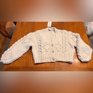 ZARA ivory white cream sweater with pearl button details size small